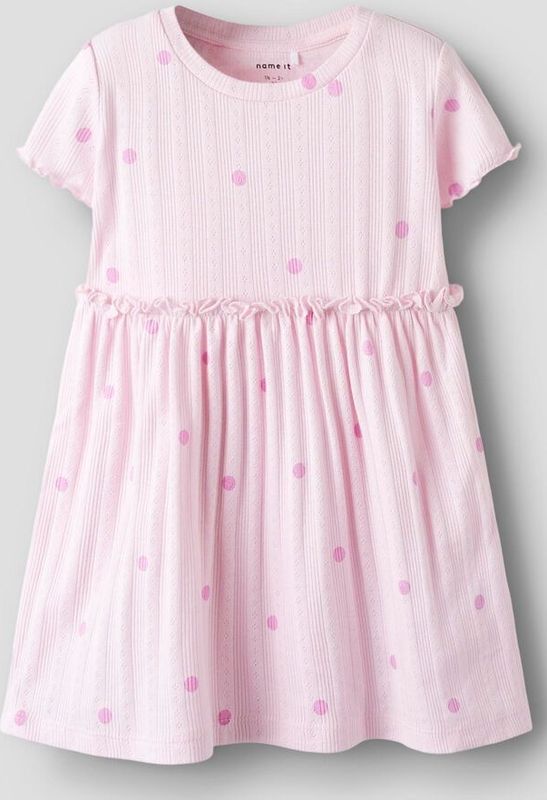 Jurk - Print - Korte Mouwen - Ronde Hals - Drop-Stitch Design