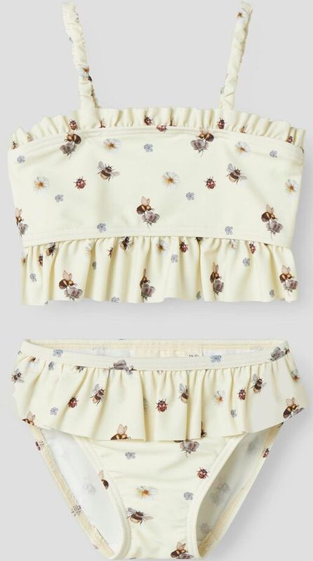 Bikini - All-Over Print - Jersey - Polyester Mesh Voering - Ruches