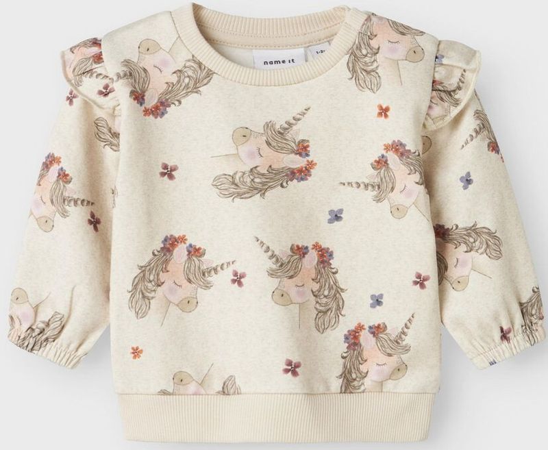 Sweatshirt - Eenhoorn - Geborstelde Sweatstof - Lange Mouwen - Regular Fit