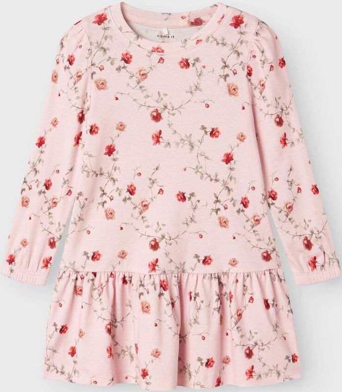 Jerseyjurken - Korte Mouwen Jurk - All-over Print - Ronde Hals