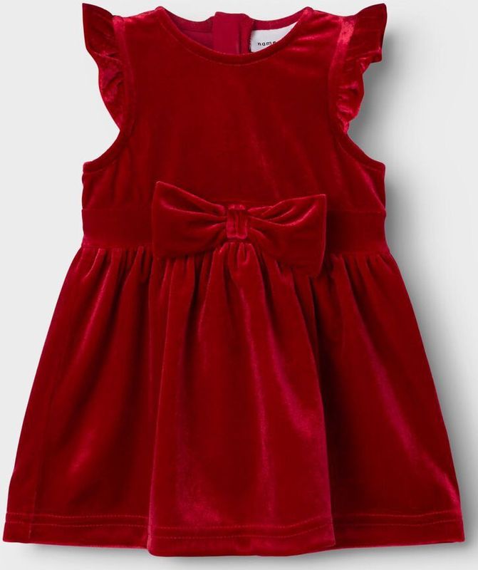 Jurk - Fluweel - Regular Fit - Ronde Hals - Ritssluiting - Kapmouwen