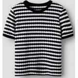 LMTD - NlfSille - T-shirt - Zwart/Wit - Gebreid - Pointelle
