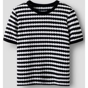 LMTD - NlfSille - T-shirt - Zwart/Wit - Gebreid - Pointelle