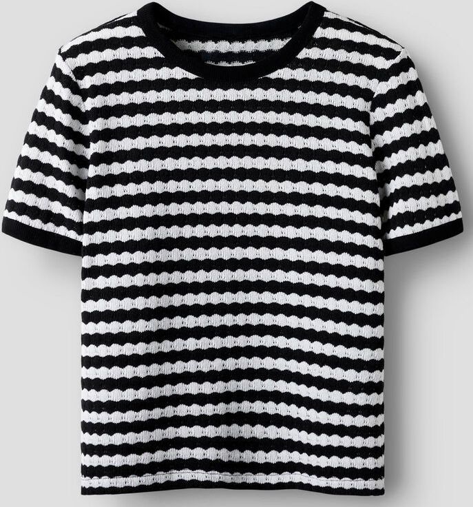 LMTD - NlfSille - T-shirt - Zwart/Wit - Gebreid - Pointelle