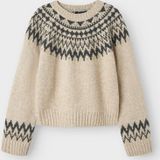 Gebreide Trui - Plat Gebreid - Ronde Hals - Lange Mouwen - Kort