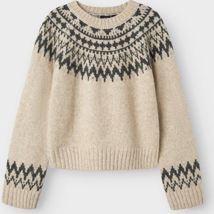 Gebreide Trui - Plat Gebreid - Ronde Hals - Lange Mouwen - Kort