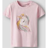 Top - Regular Fit - Fotoprint - Korte Mouwen - Glitter Detail - Jersey