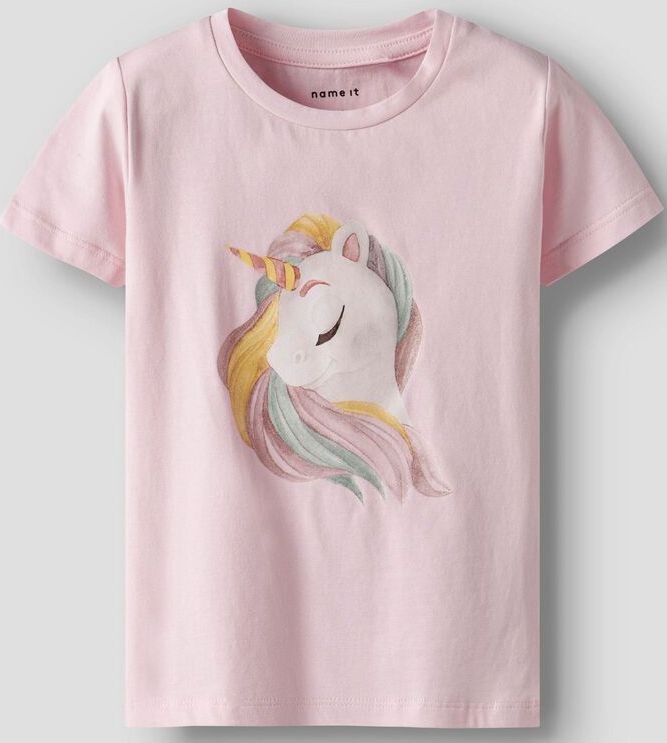 Top - Regular Fit - Fotoprint - Korte Mouwen - Glitter Detail - Jersey