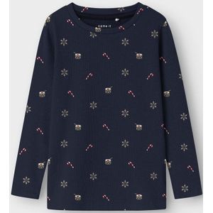 Top - Ribgebreid - Lange Mouwen - All-over Print - Slim Fit