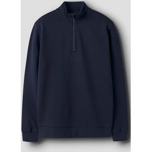 Sweatshirt - Halve Rits - Geborstelde Sweatstof - Lange Mouwen