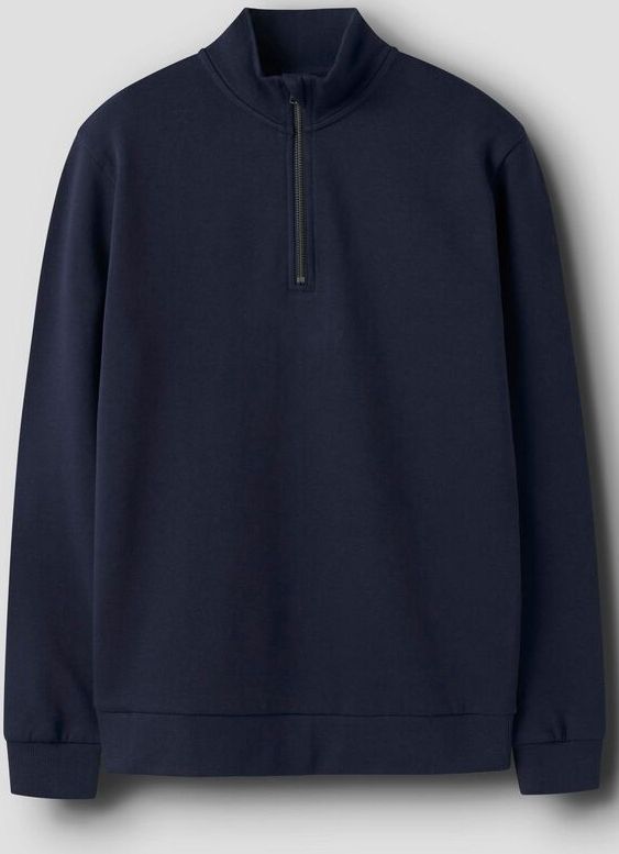 Sweatshirt - Halve Rits - Geborstelde Sweatstof - Lange Mouwen