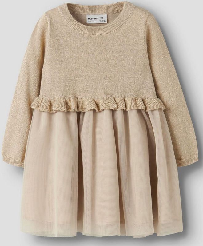 Glitter Jurk - Gebreid - Lange Mouwen - O-hals - Regular Fit