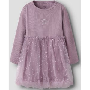 Jerseyjurken - Lange Mouwen Jurk - Glitterprint - Ronde Hals - Regular Fit