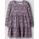 Jerseyjurken - All-over Print Jurk - Lange Mouwen - Ribgebreid - Regular Fit