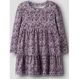 Jerseyjurken - All-over Print Jurk - Lange Mouwen - Ribgebreid - Regular Fit