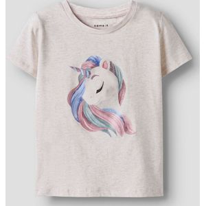 Top - Regular Fit - Fotoprint - Korte Mouwen - Glitter Detail - Jersey