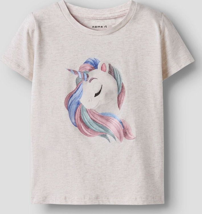 Top - Regular Fit - Fotoprint - Korte Mouwen - Glitter Detail - Jersey