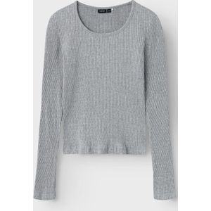 Blouse - Zwart - Lange Mouwen - Slim Fit - Jersey