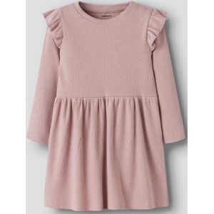Jerseyjurken - Lange Mouwen Jurk - Knielengte - O-hals - Ruches