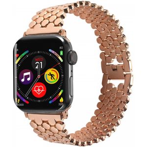 Apple Watch 1-9/SE/Ultra Band - 49MM/45MM/44MM/42MM - Honingraat RVS - Roze Goud