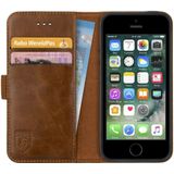 Rosso Deluxe Apple iPhone 5/5S/SE Hoesje Echt Leer Book Case Bruin