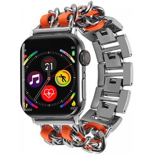 Apple Watch Bandje - 1-9/SE/Ultra 49MM/45MM/44MM/42MM - Gevlochten  RVS - Oranje