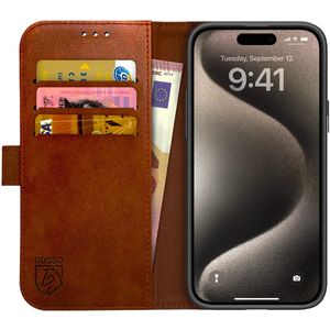 Rosso Element Apple iPhone 15 Pro Hoesje Book Case Wallet Bruin