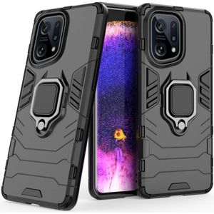 Oppo Find X5 Hoesje met Magnetische Kickstand Ring Back Cover Zwart