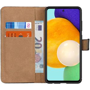 Samsung Galaxy A52 / A52S Hoesje Portemonnee Book Case Echt Leer Zwart