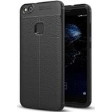 Huawei P10 Lite Hoesje TPU Met Leren Textuur Zwart
