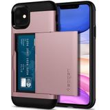 Spigen Slim Armor Card Holder Case Apple iPhone 11 Hoesje Roze Goud