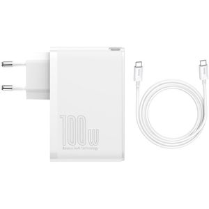 Baseus GaN2 100W Snellader met Power Delivery  100W USB-C Kabel Wit