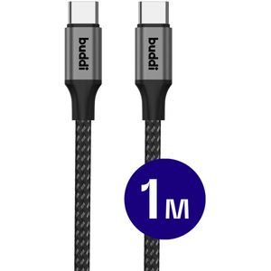 Buddi Flex USB-C naar USB-C Kabel 100W Super Fast Charge 1M Zwart