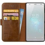 Rosso Deluxe Sony Xperia XZ2 Hoesje Echt Leer Book Case Bruin