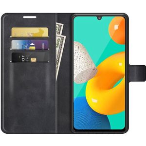 KHAZNEH Samsung Galaxy M32 Hoesje Retro Wallet Book Case Zwart