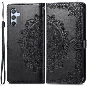 Samsung Galaxy A54 Hoesje Mandala Book Case met Pasjeshouder Zwart