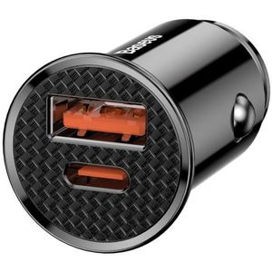 Baseus Fast Charge Autolader 30W USB  USB-C Zwart