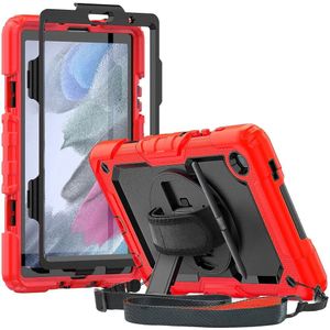 Samsung Galaxy Tab A7 Lite Hoes met Screen Protector en Handriem Rood