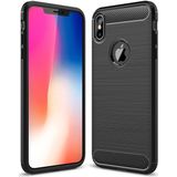 Apple iPhone XS Max Geborsteld TPU Hoesje Zwart