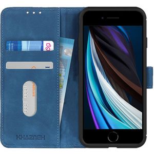 KHAZNEH iPhone 7/8/SE 2020/2022 Hoesje Retro Wallet Book Case Blauw
