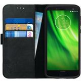 Rosso Deluxe Motorola Moto G6 Hoesje Echt Leer Book Case Zwart