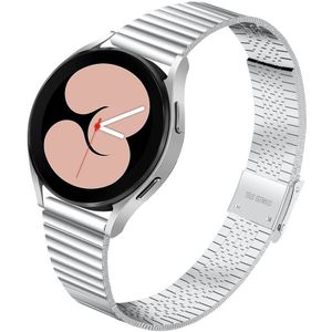Universeel Smartwatch 20MM Bandje - Metaal - met Dubbele Gesp - Zilver