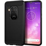 Motorola One Zoom Geborsteld TPU Hoesje Zwart
