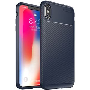 Apple iPhone XS Max Siliconen Carbon Hoesje Blauw