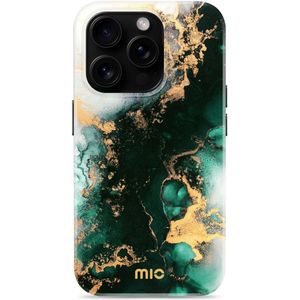 MIO MagSafe Apple iPhone 16 Pro Hoesje Hard Shell Back Cover Green Marble