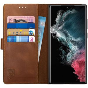 Rosso Deluxe Samsung Galaxy S22 Ultra Hoesje Wallet Case Leer Bruin