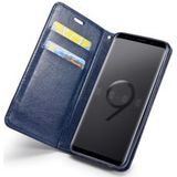 Samsung Galaxy S9 Lederen Portemonnee Hoesje met Lanyard Blauw