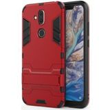 Nokia 8.1 Hybride Hoesje met Standaard Rood