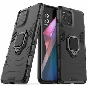 Oppo Find X3 Pro Hoesje Shock Proof Back Cover met Kickstand Zwart