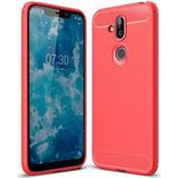Nokia 8.1 Geborsteld TPU Hoesje Rood